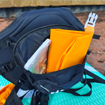 Black backpack with waterproof bags